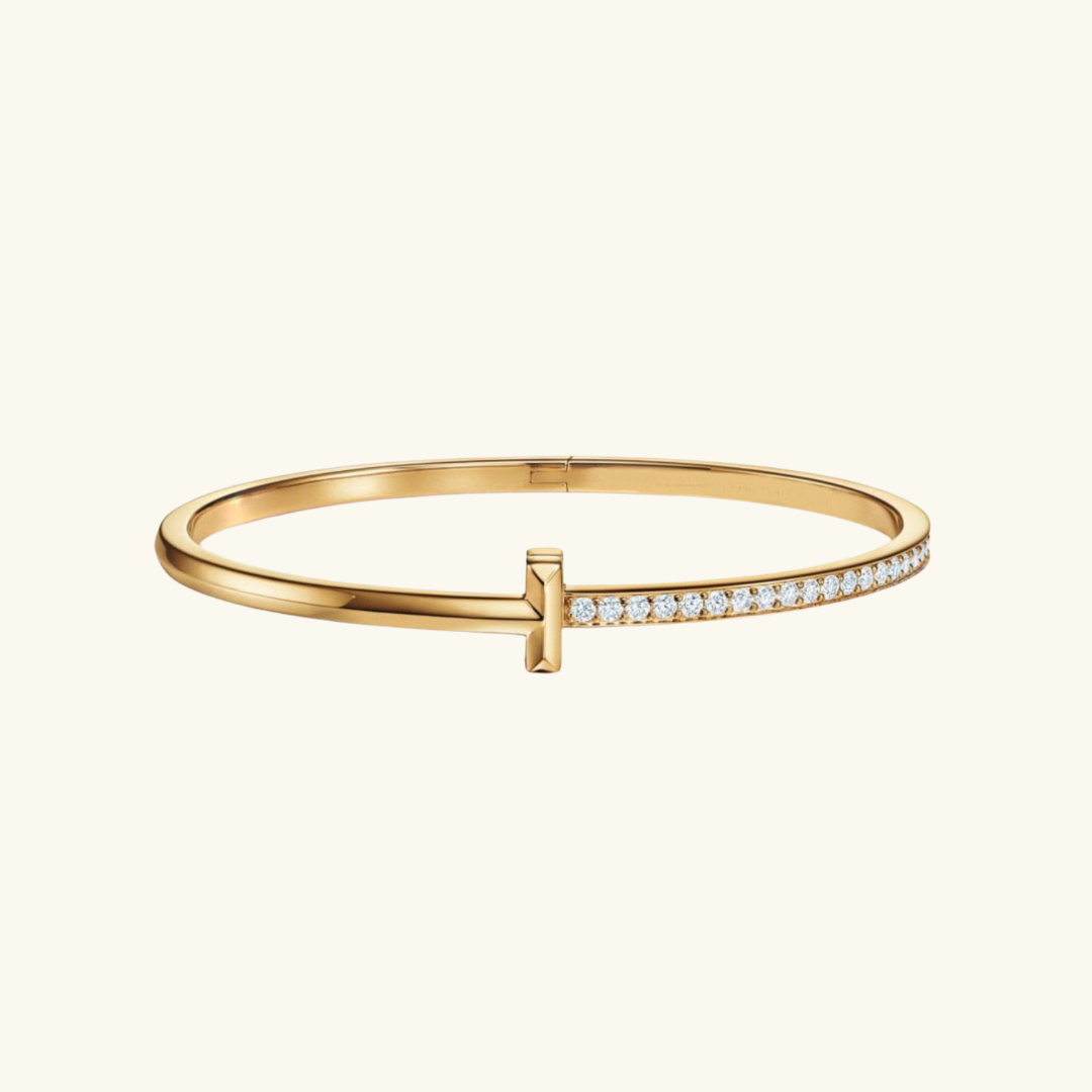2 Tiffany T1 Narrow Diamond Hinged Bangle in Yellow Gold