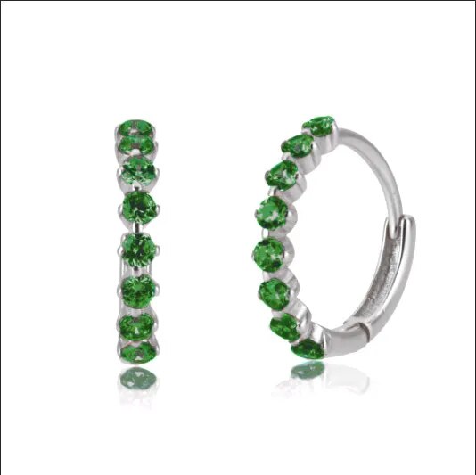 2 Black Diamond Huggie Hoop Earrings, Amaree