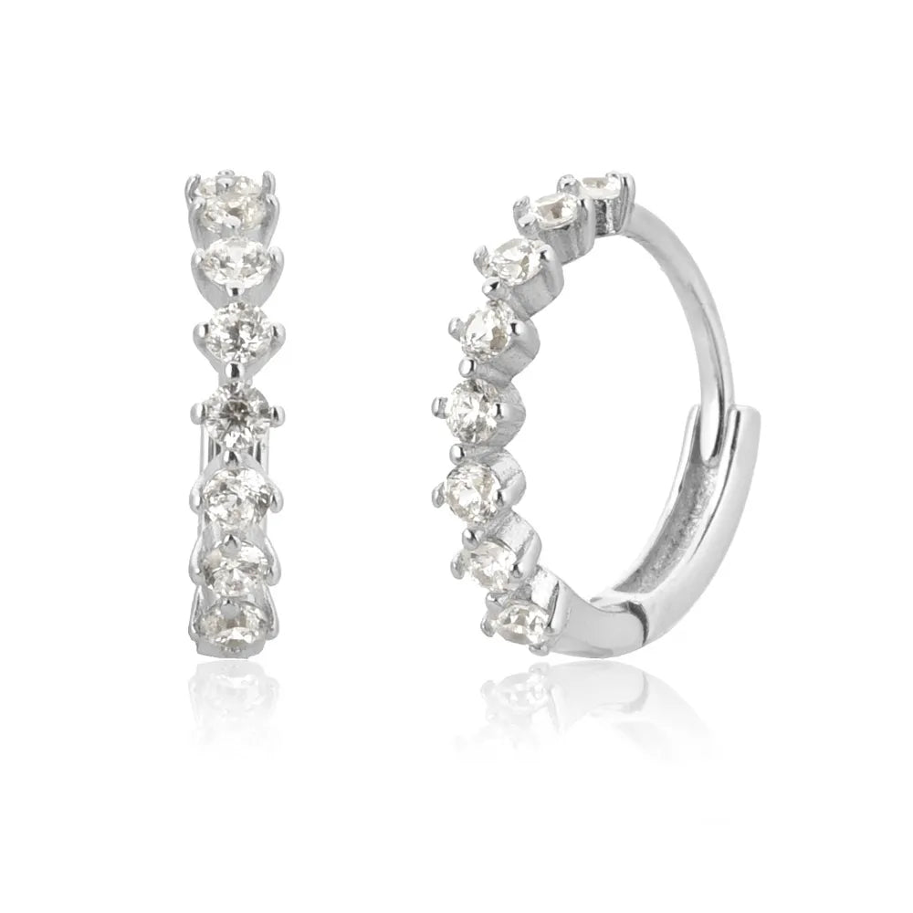 2 Black Diamond Huggie Hoop Earrings, Amaree