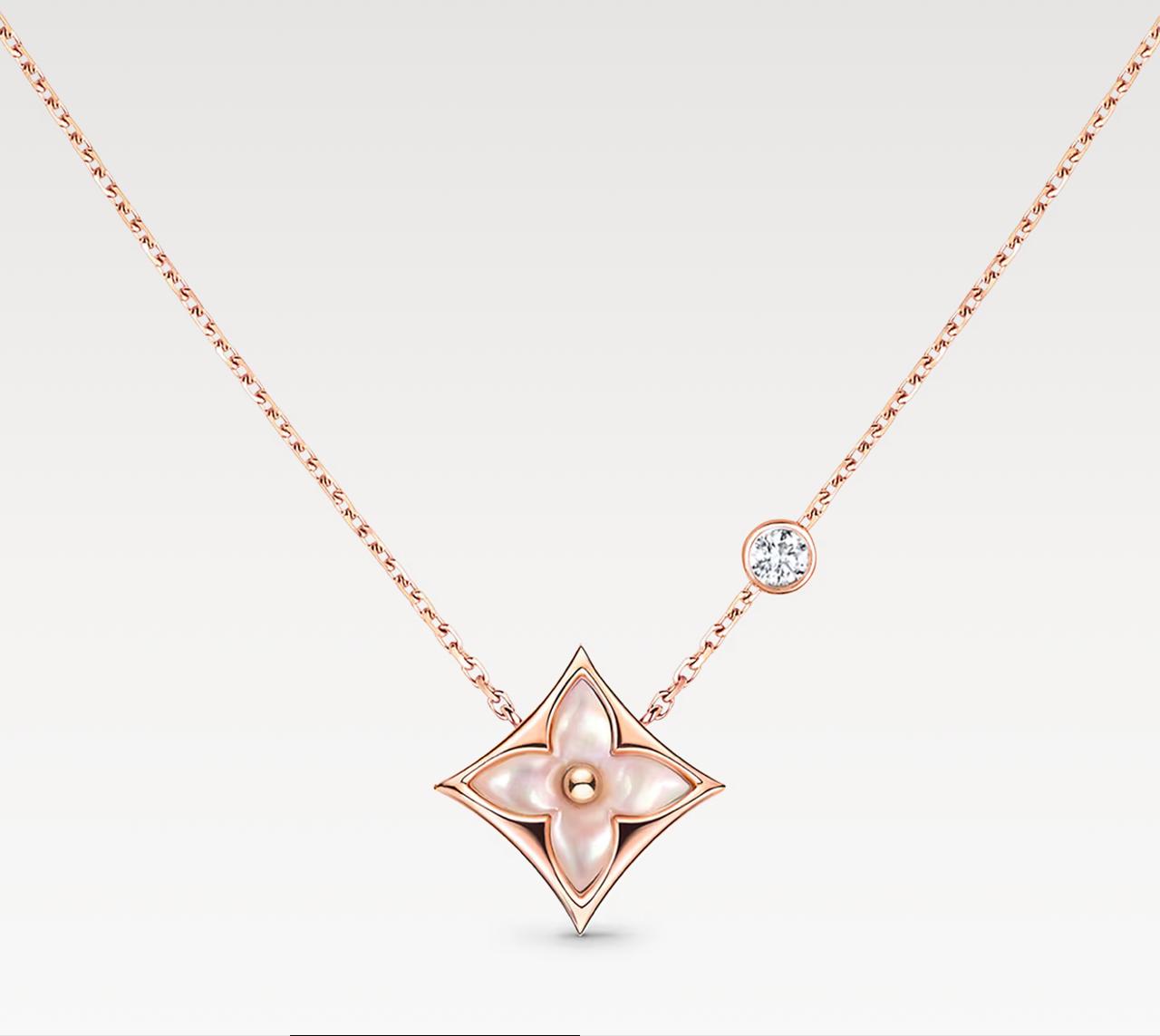 2 L.V COLOUR BLOSSOM BB STAR PENDANT PINK SHELL (18K ROSE GOLD PLATED)