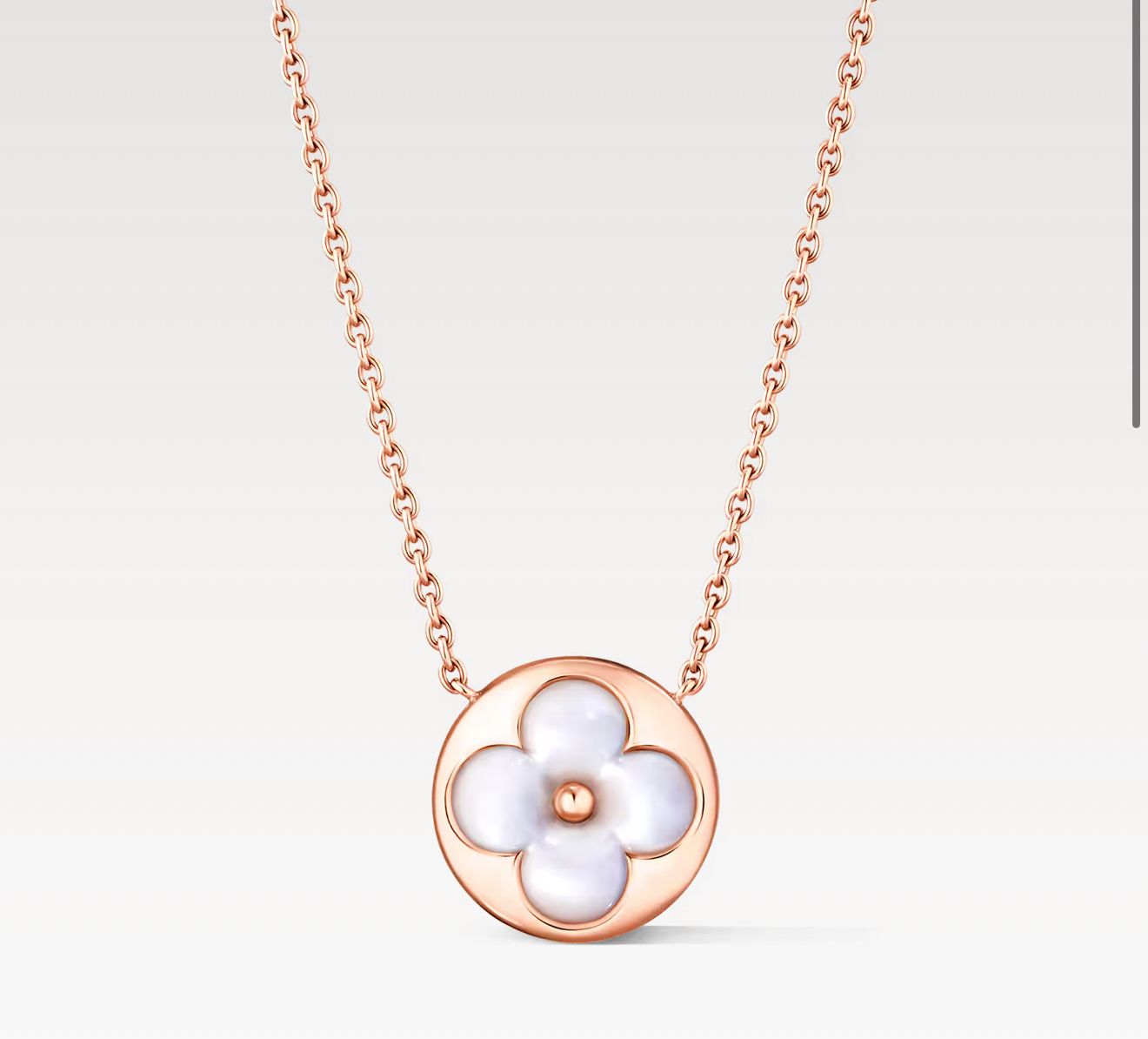 2 L.V COLOUR BLOSSOM SUN PENDANT WHITE SHELL (18K ROSE GOLD PLATED)