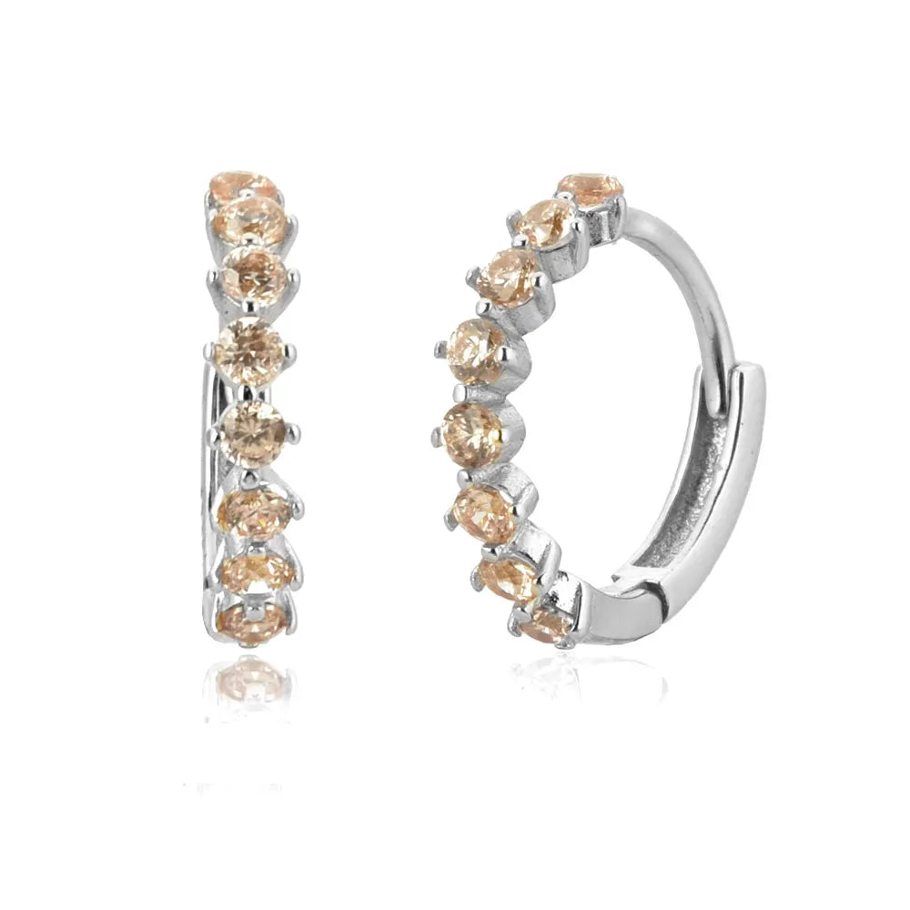 2 Black Diamond Huggie Hoop Earrings, Amaree