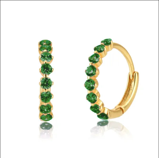 2 Black Diamond Huggie Hoop Earrings, Amaree