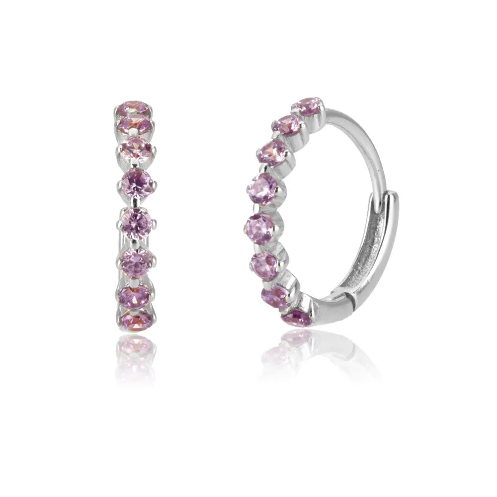 2 Black Diamond Huggie Hoop Earrings, Amaree