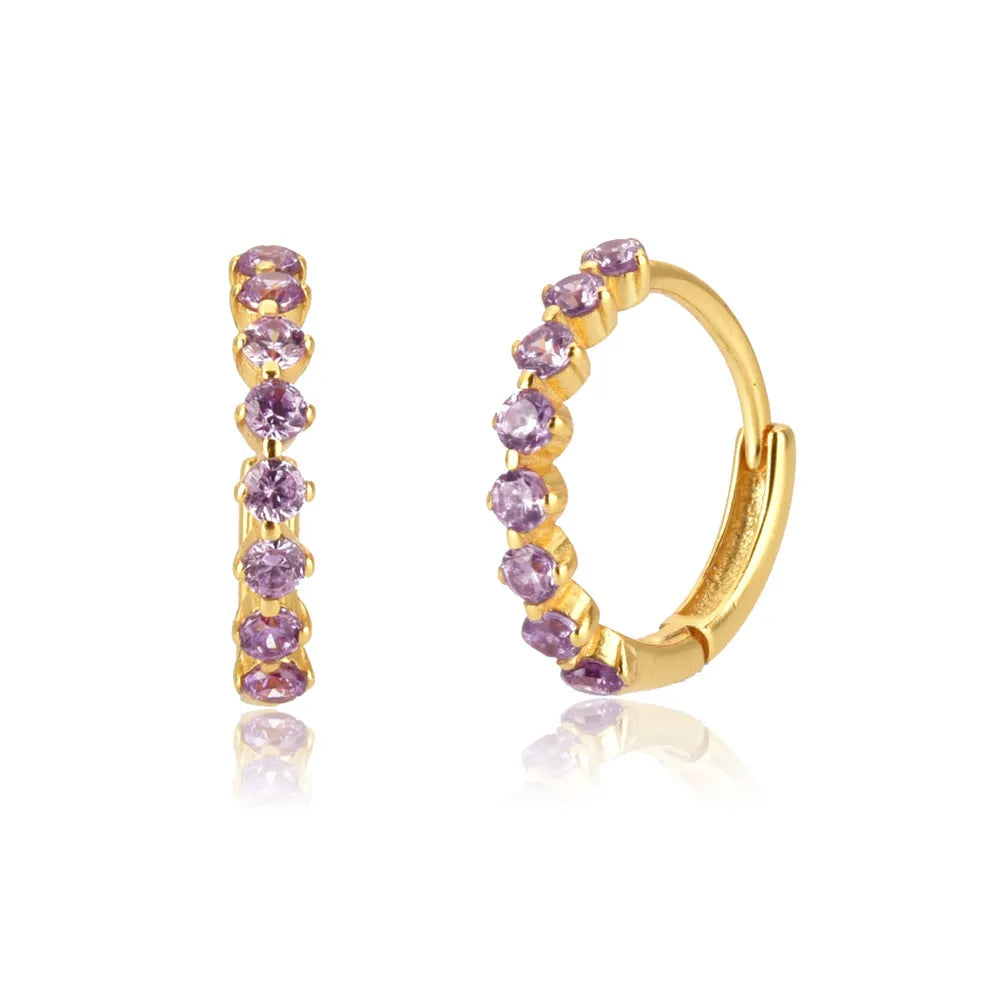 2 Black Diamond Huggie Hoop Earrings, Amaree