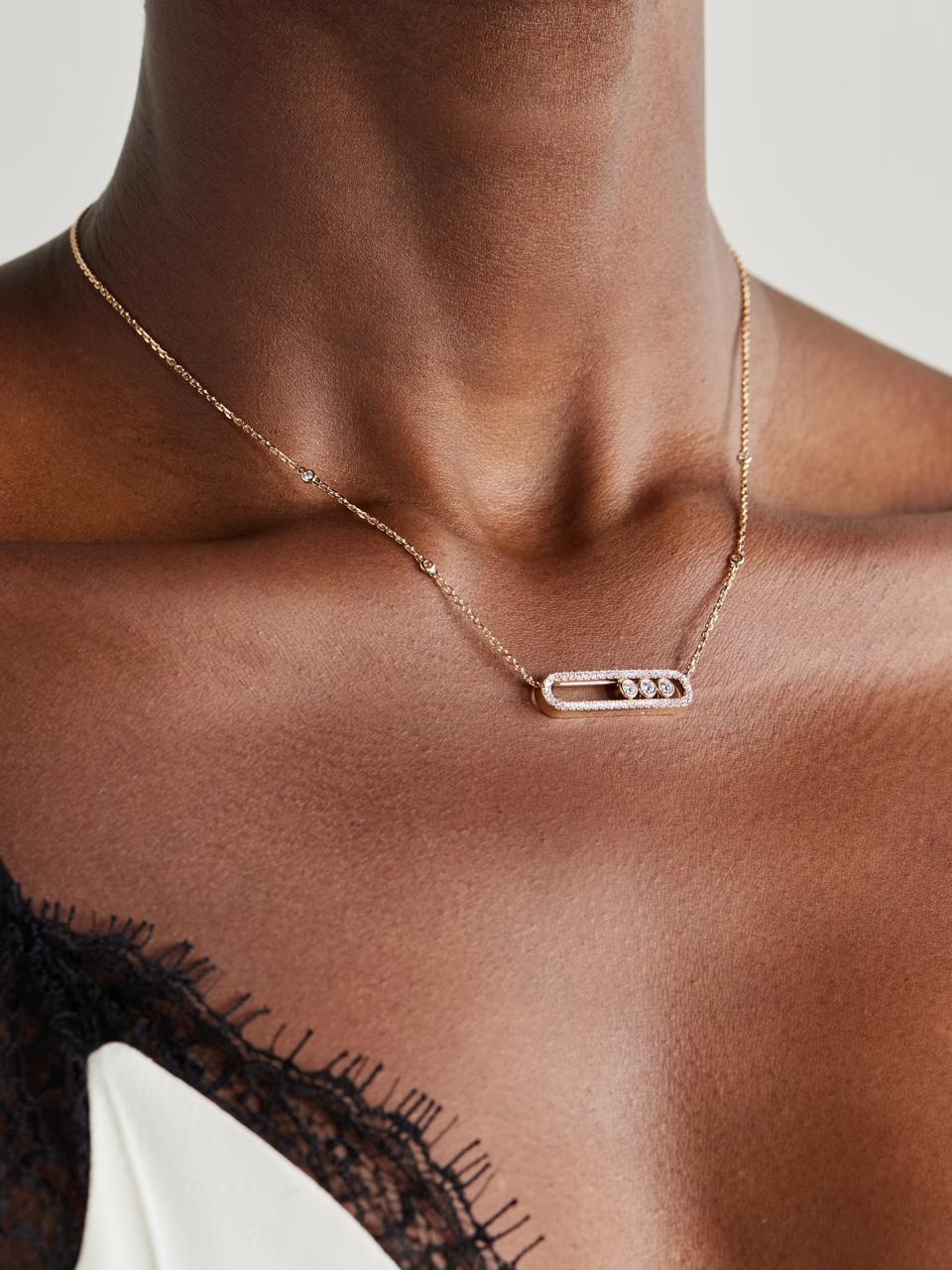 2 M.ESSIKA MOVE DIAMOND NECKLACE(18K YELLOW GOLD/ROSE GOLD/WHITE GOLD PLATED)